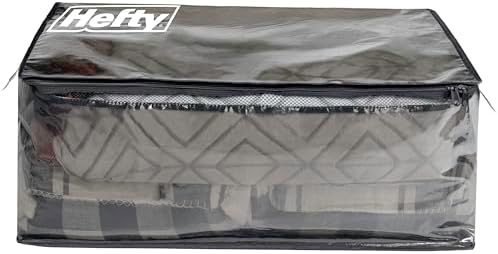 Hefty Storage Bags Extra Large Double Zipper Backpack, Heavy Duty Water Resistant Moving Totes with Shoulder Straps, Foldable Reusable Packing Organizers, 6 Pack (X-Large Black) - Image 4