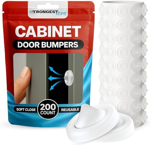 STRONGEST HOME Cabinet Door Bumpers 0.5", White Rubber Pads, 200 Pack by STRONGESTHOME
