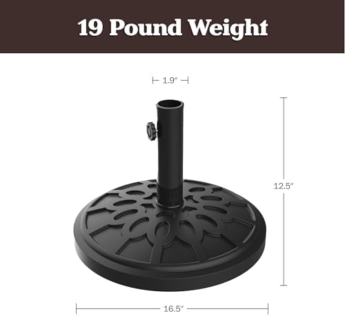 Pure Garden Outdoor Umbrella Base, 19lb, Black - Image 7