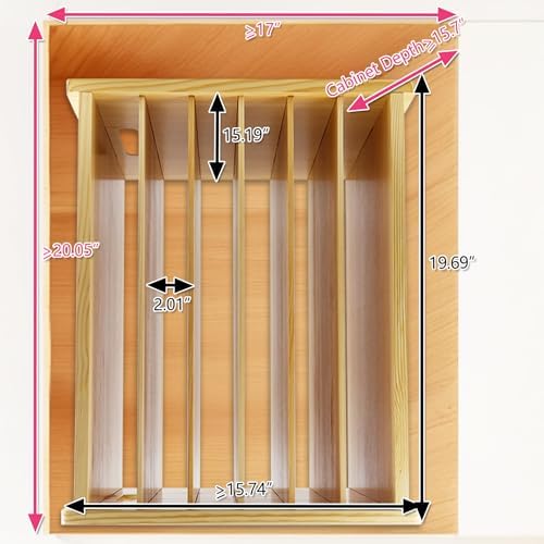 Wooden Tray Dividers for Kitchen Cabinet, 7 Tier Large Size Tray Dividers, 19.7 in x15.74 in x15.2 in, for Cookie Sheets, Baking trays, Cutting Board, Pans, for Organizing Cabinets, 5 Years Warranty - Image 3