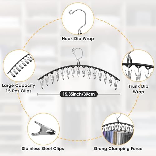 Upgrade 6 Pcs Skirt Pants Hangers with Clips, Metal Legging Organizer Black - Image 4