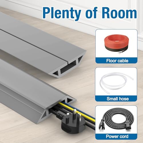 Eapele Floor Cord Cover 6.5ft Cord Covers for Wires on Floor, Heavy Duty Extension Cord Cover, Rubber Floor Cable Cover, Prevent Trip Hazard for Sidewalk Home Office Outdoor or Indoor Settings - Image 6