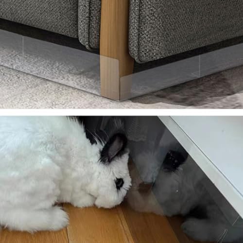 8 Pack Clear Toy Blockers for Furniture, 16" L x 7.5" H Under Bed Blocker for Pets, Adjustable Gap Bumper Under Couch Blocker, Stop Things from Going Under Couch Sofa Bed with Strong Adhesive - Image 6