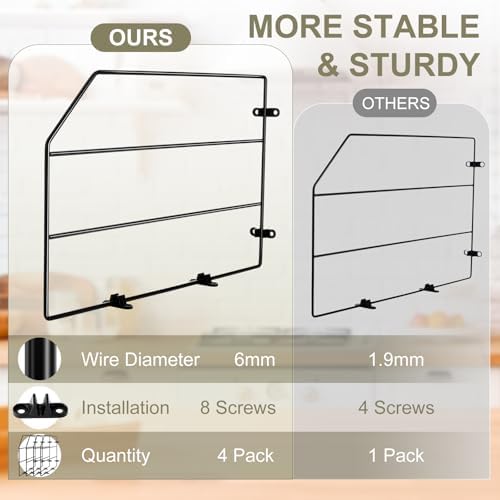 Blulu 4 Pcs Baking Sheet Organizer 12" x 20" Tray Dividers for Cabinets Kitchen Cabinet Dividers Vertical for Baking Sheets Chrome Pan Rack Storage Wires for Kitchen Cupboards(Black) - Image 3