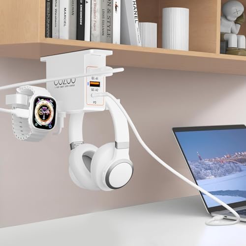 cozoo Desk Headphone Holder Hook Headset Watch Cable Bag Storage White - Image 2
