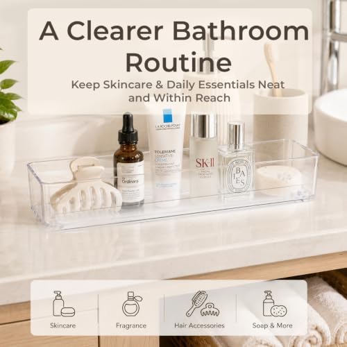 LotFancy 3 Pack Stackable Clear Plastic Drawer Organizer for Makeup, 12x3x2 - Image 4