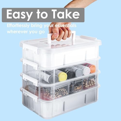 CraftGenes Craft Organizer, 4 Tier Storage Box with Removable Trays, White - Image 5