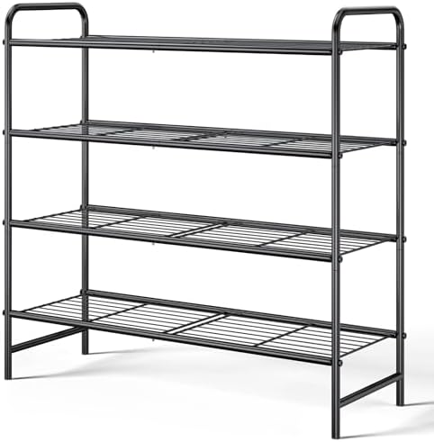 Kitsure Stainless Steel Shoe Rack Organizer, 25.6" Wide - 4 Tier, Black by Kitsure