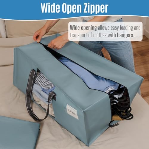 VENO Heavy Duty Moving Bags, Storage Bags, Clear Window, Light Blue, 2 Pack - Image 2