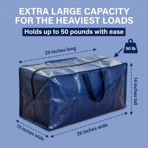 PACKING BAGS 4-Pack XL Moving Bags with Strong Handles & Zippers, Blue - Image 3