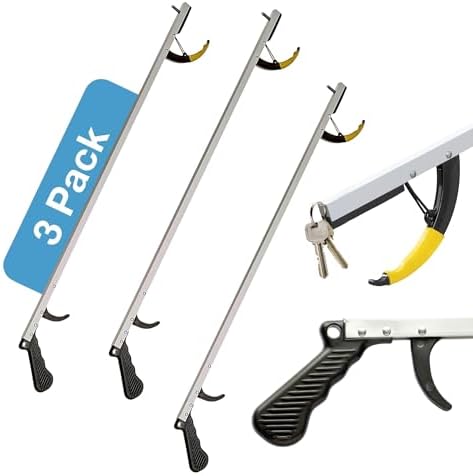 Sammons Preston Reacher with Super Strong Magnet, 32 Inch, Grabber Reacher Tool, Lightweight Trash Picker Grabber & Garden Nabber, Aluminum Picker Up Tool & Reaching Claw, Dressing Assist Tool, 3 Pack by SammonsPreston