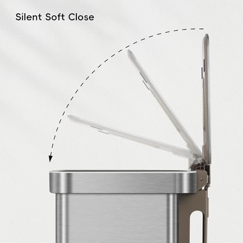 EKO Hudson Matte Stainless 75 Liter/20 Gallon Step Trash Can with Rear Trash Bag Storage Compartment - Image 6