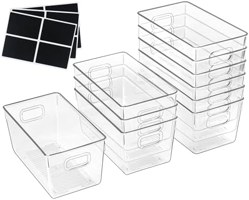 ZEXALOR 10 PACK Clear Storage Bins Clear Storage Containers for Kitchen Pantry Organization, Organizing Bins with Built in Handles, Cabinet Organizers by ZEXALOR
