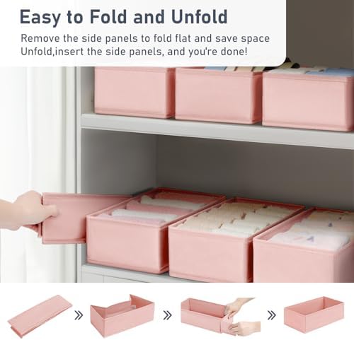 DIMJ Drawer Organizer - Clothes Storage Set of 3, Pink: Sock, Underwear, Bra, Tie, Belt Dividers - Image 4