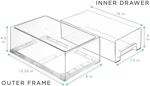 Sorbus Clear Stackable Storage Drawers for Refrigerator (Medium, 6 Pack) - Image 3