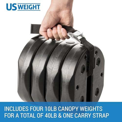 US Weight 40 Pound Canopy Weight Set of 4 and Carry Strap with No-Pinch Design - Easy Installation and Removal to Secure Tents, Canopies, and Umbrellas at Outdoor Events - Image 7