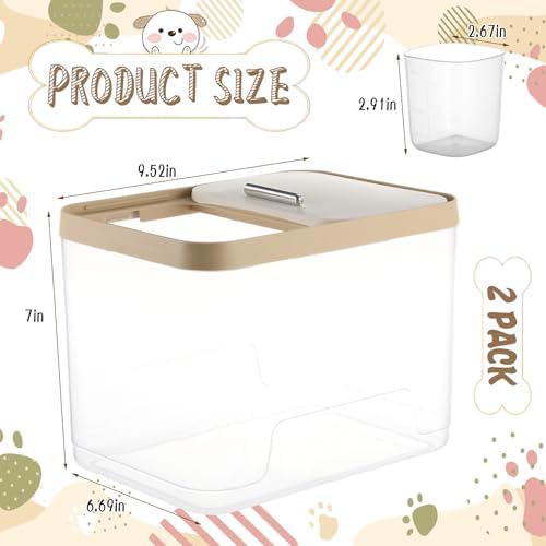 CIEOVO 2 Pack Airtight Dog Food Storage Container, 10Lbs Clear Pet Dog Food Storage Bin with Measuring Scoops for Rice Grain Pet Dog Cat Bird Dog Treat Storage Food Fresh - Image 2