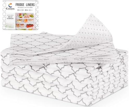 Cooyes 2 in 1 Refrigerator Liners & Fresh mats for Fridge Drawer and Glass Shelves, Absorbent Cloth Fridge Organizer Bin Mats Washable, Shelf Liner for Kitchen Cabinets Non Adhesive by Cooyes