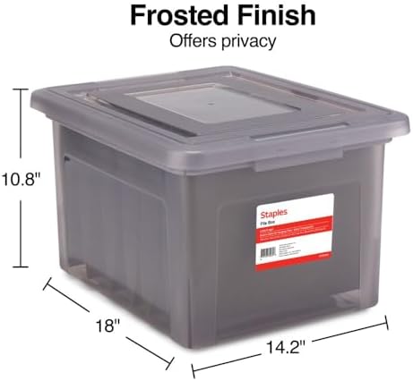 STAPLES Plastic File Box with Snap Lid, Letter/Legal, Frost Gray, 4-Pk - Image 5