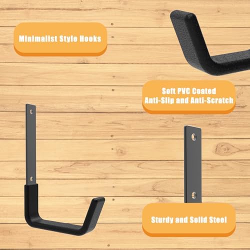 Heavy Duty Garage Hooks, Ladder Hangers for Garage Wall, Black, 6 M - Image 3