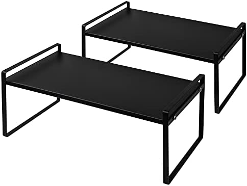Nxconsu Stackable Cabinet Shelf Organizer 2 Pack, Standard Black by Nxconsu