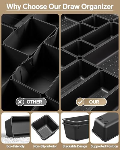 KEMETHY 25 PCS Plastic Drawer Organizers Set, 4 Sizes Vanity Organizer - Image 5
