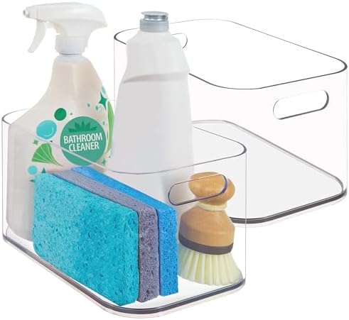 STORi Bliss 10" x 6" Open Clear Pantry Organizer Bin, Set of 2, Plastic Containers with Handle for Kitchen, Fridge, Cabinet, Closet, Bathrom, Undersink Storage Made in USA by STORi