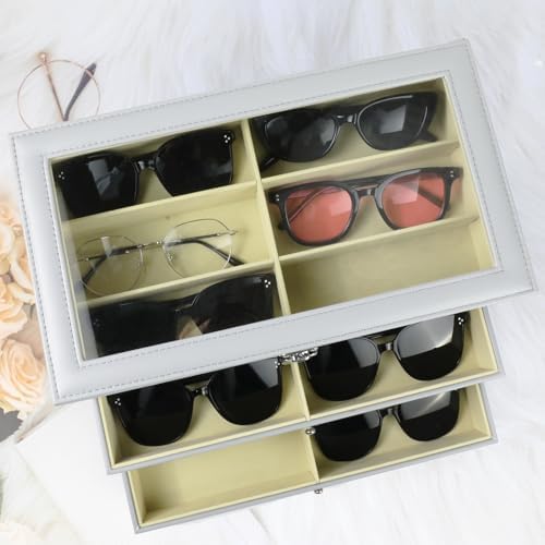 Sunglasses Organizer 18/20 Slots, Multiple Pairs Glasses Storage Case Leather Eyeglasses Display Box for Women Men - Image 6