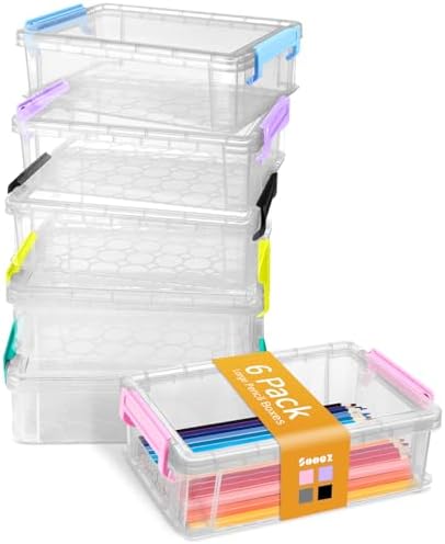 Sooez 6 Pack Extra Large Pencil Box, Plastic Pencil Case Crayon Box by Sooez