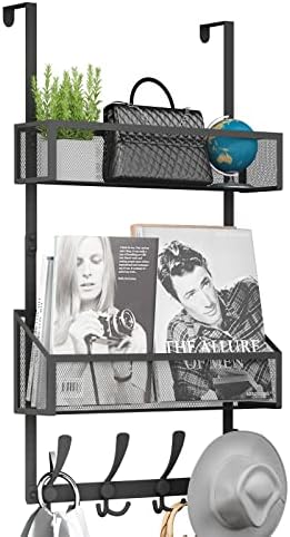 Kaiferty Over The Door Hooks Organizer, Coat Rack Over The Door Storage Hanger Towel Rack, Back of Door Storage Organizer for Bathroom,Bedroom,Kitchen,Office (Black, 3-Tier) by Kaiferty
