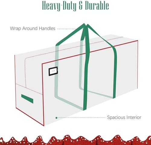 Cosy Family 7.5 ft Christmas Tree Storage Bag - Durable Heavy Duty Extra Large Artificial Xmas Holiday Tree Bag with Reinforced Handles and Dual Zippers Wide Opening - Clear - Image 4