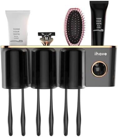 iHave Toothbrush Holders for Bathrooms Wall Mounted with Dispenser & 3 Cups - Image 4