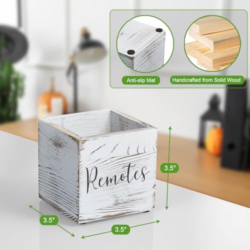 DRASTAR Remote Control Holder, Wood TV Remote Holder, Remote Storage Caddy, Remote Control Organizer (Retro White, 1 Slot) - Image 3