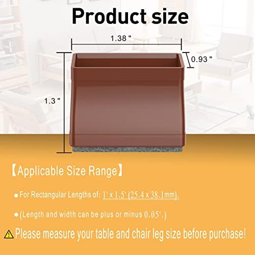 1" x 1.5" Rectangle Chair Leg Floor Protectors for Hardwood Floors. - Image 2