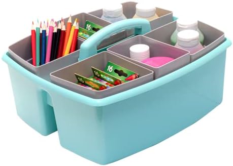 Storex Large Classroom Caddy with Cups, 13 x 11 x 6.575 Inches, Teal, Case of 2 (00984U02C) - Image 5