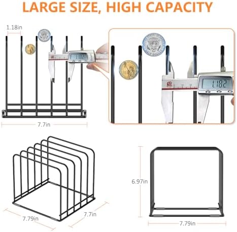 KORRTFID Kitchen Cabinet Organizer, Steel Cookware Holder, Divided Holder with 5 Slots for Skillets Baking Tray and Chopping Board Rack - Baking Pan Holder Storage (1 PC) - Image 2