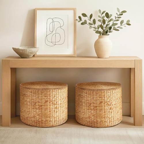 Best Choice Products Large Round Storage Ottoman W/Lid, Handwoven Water Hyacinth Footstool, Accent Stool, Side Table, Storage Container, Plant Stand For Living Room, Office, or Bedroom - Natural - Image 2