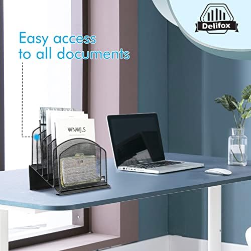 Delifox Inclined File Organizer for Desk, 5-Section Vertical File Holder - Image 5