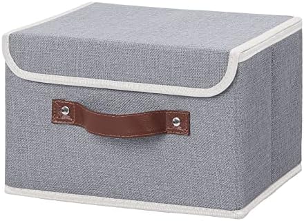 ANMINY Fabric Storage Box Bins with Lids, Gray, 10"x8"x7" by ANMINY