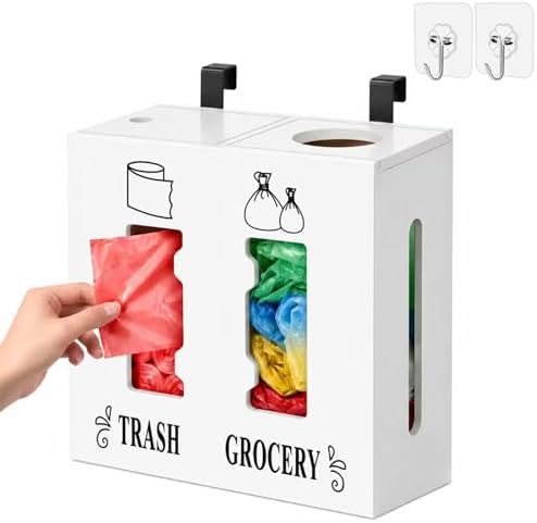 2 in 1 Trash Bag Dispenser and Grocery Bag Holder, Large Wooden Trash Bag Holder,Trash Bag Dispenser for Grocery Bags and Plastic Bags,Kitchen Cabinet Under Sink Organizers and Storage by Unknown