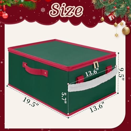 Christmas Ornament Storage Box with Adjustable Dividers Zippered Top Stores up to 72 Holiday Ornaments (3 Inch) Xmas Ball Decorations Organizer Storage Container Bin - Image 2