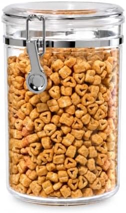 Oggi Medium-Sized Clear Canister with Clamp Lid, 61 oz - Large Airtight Food Storage Container, for Kitchen & Pantry Storage of Bulk, Dry Foods, Pasta, Flour, Sugar, Coffee, Rice, Tea, Spices & Herbs by Unknown