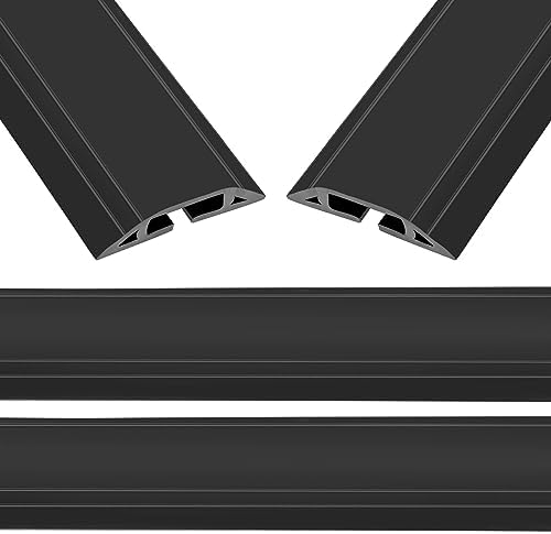 Eapele 10 ft Floor Cord Cover Heavy Duty Cable Protector, Easy to Unroll, Prevent Trip Hazard for Home Office or Outdoor Settings (Black - 2pcs) by Eapele