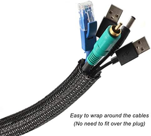 Cable Management Sleeve, Split Design, 10FT - 3/8 Inch, Black - Image 2