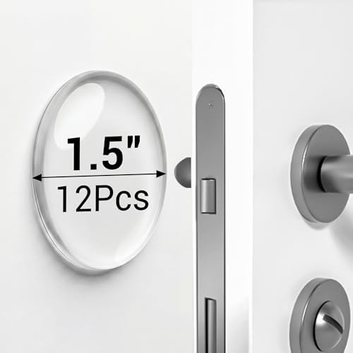 ZJWZLG Door Stoppers for Wall, Door Knob Wall Protector 1.57" (12Pcs), Clear Self Adhesive Wall Protectors from Door Knobs,Door Handle Wall Protector. by ZJWZLG