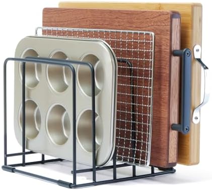 Cutting Board Organizer,Kitchen Cabinet Organizer,Divided Rack with 5 Slots for Baking Trays,Space-Saving Kitchen Storage for Cutting Boards, Cookie Sheet, Thin Pans and Baking Sheets Holder (1pcs) by Unknown