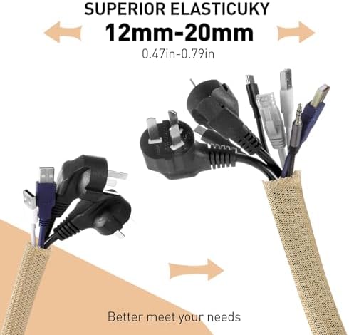 AGPTEK Cable Sleeve, 10ft - 4/5 inch Cable Management Cord Hider,Wood Color - Image 2