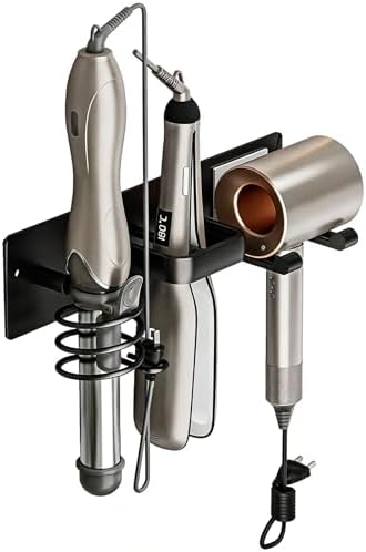 3-in-1 Wall Mount Hair Tool Organizer Hair Dryer Holder, Black by SUPTEC%C2%AE