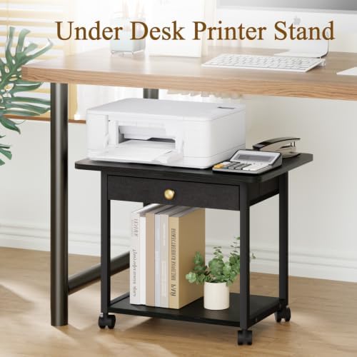 MARTY 22"x15.75" Large Printer Stand with Drawer,Rolling Cart Printer Table - Image 2