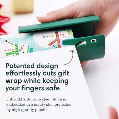 Little ELF Wrapping Paper Cutter (2-Pack) | As seen on Shark Tank | Made in USA | Green | Holiday Gift Wrap Paper Roll Holder and Cutter - Image 6
